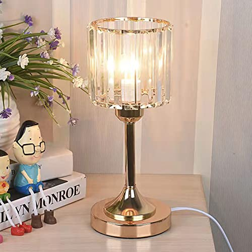 Mengjay Lampe de Bureau et Chevet en Verre Cristal - Rétro, Élégante et Décorative - E27 (A)