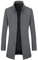 YOUTHUP Men's Wool Coat Mid-Length Winter Trench Coat Casual Business Peacoat, Grey-Thin, M