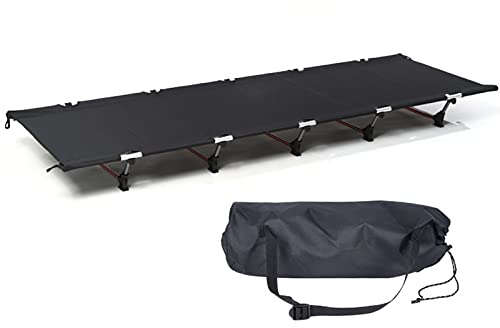 Feldbett Ultraleichtes Outdoor-Bett aus Aluminium Tragbares Feldbett Büro Pausenbett Zelten Camping Wandern Garten Belastbarkeit bis 150 kg, Schwarz