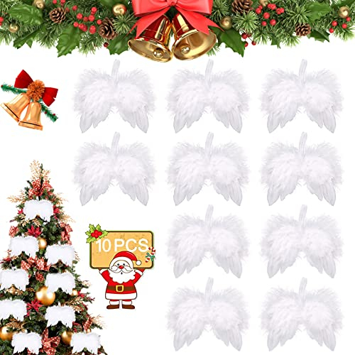 Weihnachtsbaumschmuck, 10 Stück Christbaumschmuck, Weihnachtsbaum Schmuck, Weihnachtsdeko Weiß, Engelsflügel Deko, Engelsflügel zum Basteln, Weihnachtsdeko für Weihnachten Hochzeit Handwerk Deko