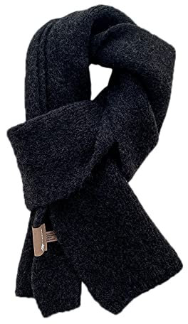 Duories Damen & Herren Unisex Langschal - Gestrickter Weicher Woll Winterschal, Vintage Schwarzgrau