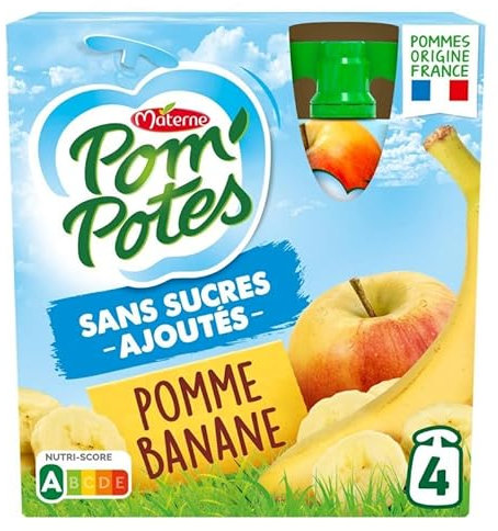 SSA POMME BANANE 4X90G, POM'POTES, LOT DE 4
