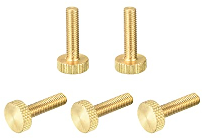 sourcing map 5 Stück Rändel Schrauben M5x20mm Flache Messing Bolzen Griffknöpfe Befestigung für PC Elektronisch Mechanisch
