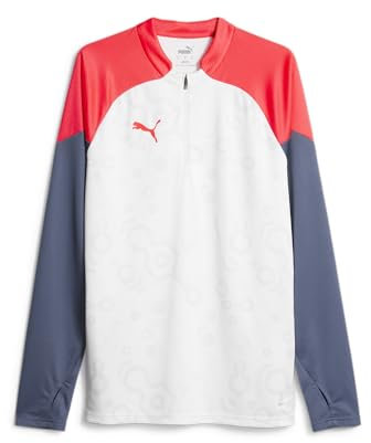 PUMA Herren Individualcup 1/4 Zip Top Sweat, White-Fire Orchidee, XL