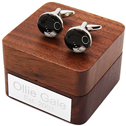 Personalised Lawn Bowls Cufflinks in Presentation Box with Plaque