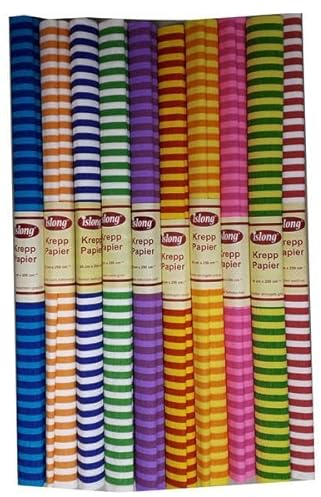 ADINA Krepppapier 10 Rollen 50 x 250 cm sortiert (Streifen)