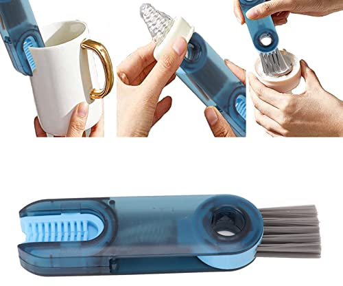 3 in 1 Cup Lid Gap Cleaning Brush Set, 3 in 1 Multifunctional Cleaning Brush, Mini Crevice Cleaning Brushes for Water Bottle Glass Insulation Cup Cover, Home Cleaning Tools (Blue)