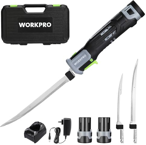 WORKPRO 12V Cordless Electric Fillet Knife, 8 & 10 Sharp Blades