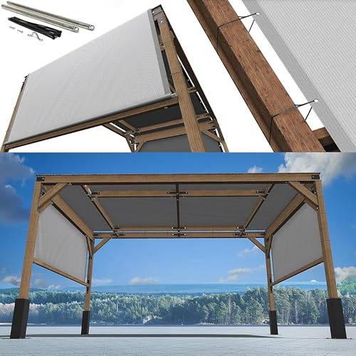 ShadeMart Pergola Sun Shade 12' x 16' Grey Canopy Outdoor Replacement Cover with Grommets and Stainless SteeWeighted Rods for Patio, Backyards, Carport, Garden (We Make Custom Size)