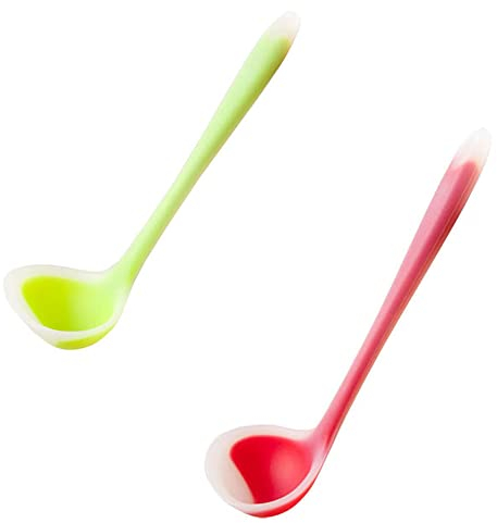 2 Pcs Soup Ladle Spoon Silicone Ladle Spoon Seamless & Nonstick Kitchen Ladles for Soup Chili Gravy Salad Dressing and Pancake Batter