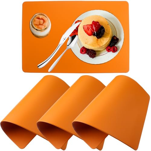 Roellgs cutlery mats, non-slip table mats, washable table mats, set of 4, heat-resistant insulated placemats, placemats for kitchen and dining room (Orange)