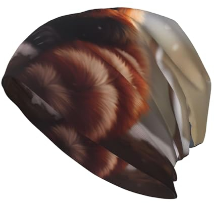YYHWHJDE Rote Panda-Strickmütze – weiche und bequeme modische Beanie-Mütze für Erwachsene für Outdoor-Aktivitäten und Reisen, Schwarz, Einheitsgr��e