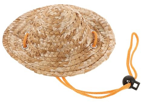 FRCOLOR Dog Sun Hat Straw Cat Hat for Outdoor Beach Garden Adjustable for Small Pets