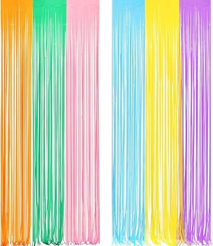 2 Stück Lametta Vorhänge Regenbogen Glitzer Hintergrund Dekoration Folien Fransen Silvester Geburtstag Hochzeit Partydeko Luftschlangen Deko für Disco Party Hochzeit Party Dekoration Neujahr