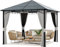 Amopatio Gartenpavillon 3x3 m Wasserdicht Stabil Winterfest, Pavillon mit Polycarbonat - Dach, Hardtop Pavillon mit Seitenteile für Garten, Terrassen (Grau)