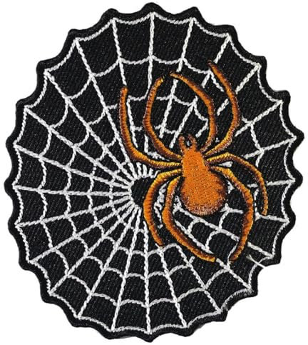 Graphic Dust Spiderweb Embroidered Iron on Patch Spider Web Jean Jacket Biker Horror Hallween Patch