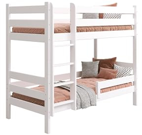 YOUKO Etagenbett Kinderbett 160x80 Matteo Lux- Hochbett 2 Kinder - Kinderhochbett mit Leiter - Möglichkeit zur Aufteilung in 2 Betten - Holzbett Kiefer Ohne Matratze