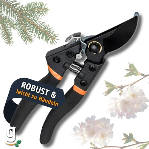 Gardazon Gartenschere mit SK5 japanishes Bypass Stahlklinge (⌀ 25mm) – Astschere ideal für Blumen und Sträucher, Rosenschere mit Anti-Rutsch-Griff, geölte Schneide, passt für kleine Hände