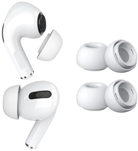 MMOBIEL 2 Pairs (M) Replacement Ear Tips for AirPods Pro Gen 1 & 2 Anti-Slip Silicone Earbuds with Noise Reduction Holes, Dust Guard, and Storage Box – Fits in Charging Case – White