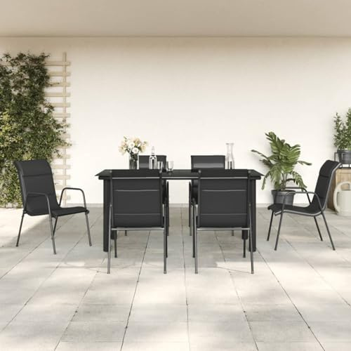Gaseeto Gartenmöbel Set Aluminium 6 Personen Sitzgruppe Garten 6 Personen alu Gartenmöbel Set 6 stühle mit Tisch Gartenmöbel Essgruppe gartentisch mit stühlen-160 cm Tischlänge-7-tlg
