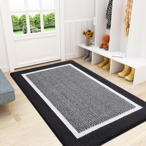 Homaxy Door Mats Indoor, 90 X 150 cm, Non Slip Dirt Trapper Machine Washable Soft Doormats, Super Absorbent Floor Mat for Front Back Door, Pets and Dogs, Dark Grey
