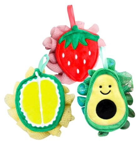 MAGICLULU 3stücke Teiliges Badeschwämme in Fruchtigen Cartoon-formen Sanftes Peeling Weich Und Schonend Sorgt Für Spielerisches Reinigen Und Angenehme Hautpflege Bei Kindern Praktische Handh