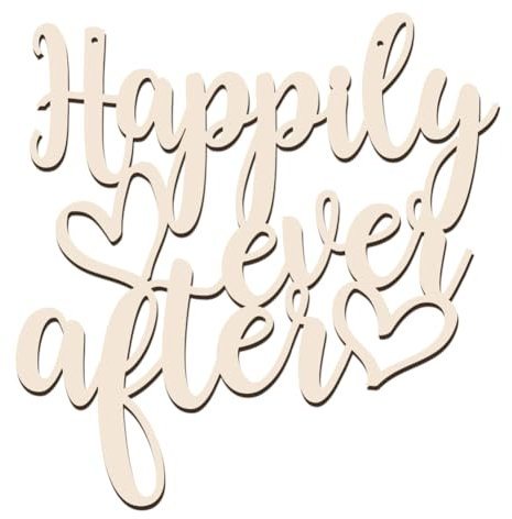 AHANDMAKER Happily Ever After Wooden Sign, Happily Ever After Sign for Wedding, Wood Letters Sign, Wall Hanging Art Decorations Photo Prop for Bridal Shower Engagement Party Wedding Decor, 11.57x11.8