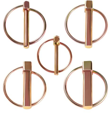 YIXISI 5 Pezzi 4.5 / 6 / 8 / 10 / 11 mm Lynch Pin Kit, Sicurezza Rotondi Perni di Fissaggio, Coppiglie ad Anello Perni, Coppiglie Spine a Scatto, per Barca, Rimorchio, Trattore, Carrello, Falciatrici