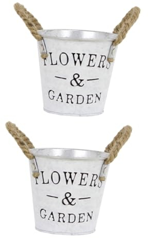 ABOOFAN 2pcs Vintage Tin Bucket Flower Pot Iron Flower Barrel Indoor Plant Watering Can Floral Decoration