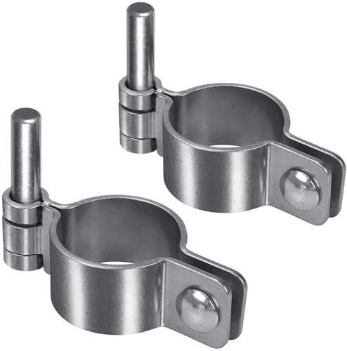 Insaga 48 mm dicke Torbänder, 304 Edelstahl Maschendrahtzaun-Torband, 2 Stück Rohr-Torband, Hoftor-Scharnier passend für 48 mm Außendurchmesser Pfosten/Rohr, Maschendrahtzaun-Bestandteile für Zauntore