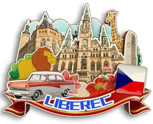 Liberec Tschechische Republik 3D-Kühlschrankmagnet aus Holz, Stadt, Reise, Souvenir, Kühlschrankaufkleber, Zuhause, Küche, Whiteboard, Dekoration