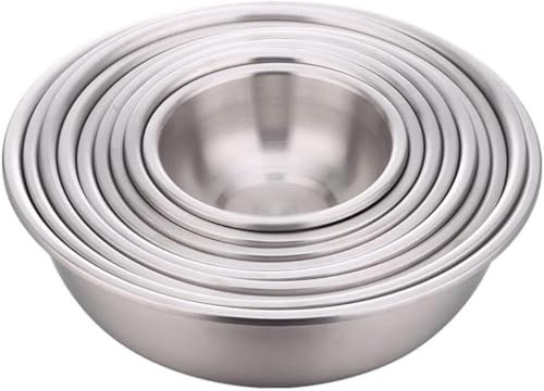 CHFYIJYHM Mixing Bowl Pots and Bowls, Stacking Storage Serving Tray, 304 Stainless Steel 9-Piece Set, Cooking Baking