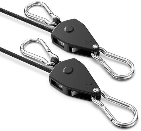 VIPARSPECTRA Ratchet Straps 2 Pack, 1/8 Ratchet Rope for Hanging Baskets, Fixing Sun Shade Sail and Tent, Hanging Plants Grow Light for Indoor Outdoor Use, Adjustable Tie Down Strap Upto 250cm