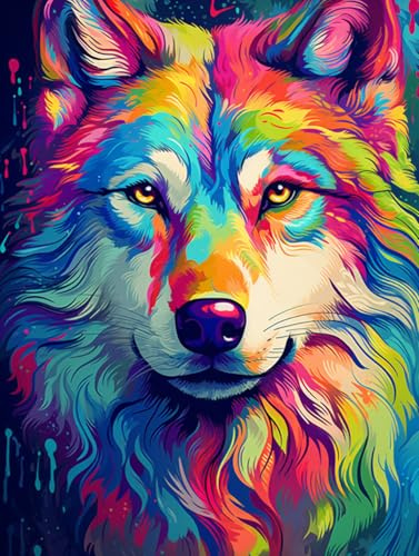 jieyisier Loup Diamond Painting Adulte,Peinture DIY Pour Débutants | Animaux Diamond Painting,Painting Diamant Adulte,Convient Pour la Décoration Murale,Cadeau de Vacances