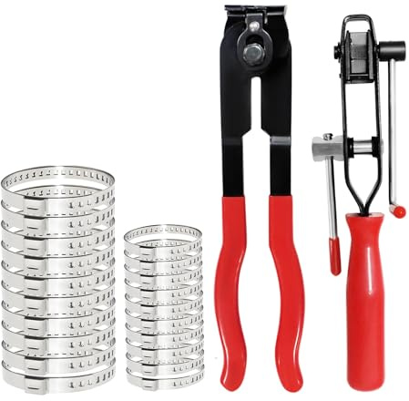 22-Piece CV Joint Boot Clamp Pliers Set with Banding Tool – Red | Includes 2 clamp pliers, hose band axle pliers, dust cover clip tools. Essential repair kit for auto maintenance.