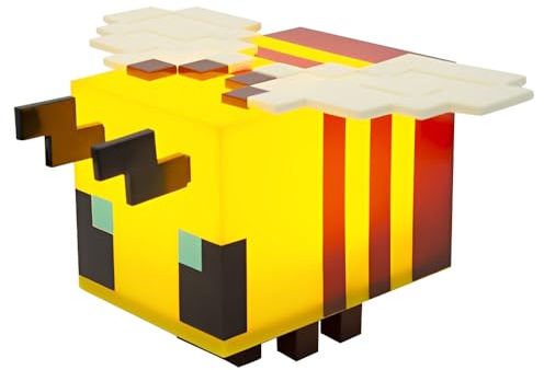 WDKXCN Nachttischlampen Biene Verpixelt, 500 mAh Niedliche Bee Nachtlicht mit Ladekabel, 19.3 x 16.5 x 10.5 cm, Tragbar und Wiederaufladbar, für Spieleliebhaber, Kinder