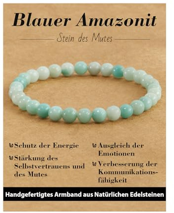 Landorilo Heilstein Armband für Damen Herren 6mm, 31 Natursteinarten | Echte Naturstein Perlen, Perlenarmband für Chakren, Personalisierte Geschenke für Sie & Energiekarten,Inklusive Ersatzperlen