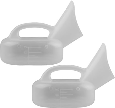 DEARMAMY Pee Bottles Thickened Plastic for Measuring Urine Output with Graduations Reusable 2pcs Female Urinals 1000ml Chamber Pots Portable for Travel and Home Use