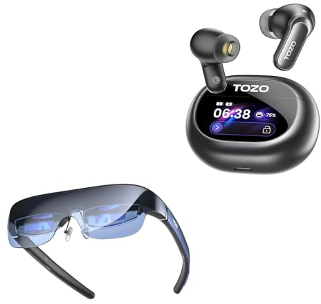TOZO NC20 Pro Active Noise Cancelling Wireless Earbuds V1 AR Glasses with 1800-Nit Ultra-Bright Display