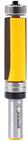 Yonico Pattern Bit Flush Trim Top and Bottom Bearing Router Bits 2-Inch Down Shear 1/2-Inch Shank 14128