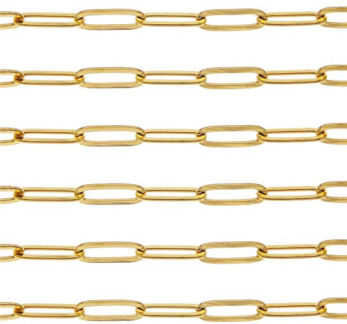 Julie Wang 2Meters Gold Edelstahl Büroklammer Kette für Schmuck Herstellung gelötete Kabel Halskette Armband Kette DIY Zubehör 12x4mm