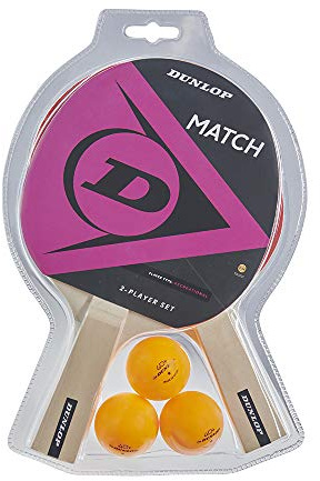 Dunlop Match 2 Player Tischtennis Set (inkl. Bälle, Netz und Pfosten),2 TT Schlägern, 3 orangenen Bällen, Netz mit Pfosten, Ideal für Kinder und Erwachsene, Indoor und Outdoor