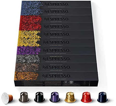 Nespresso Original - Bundle Ispirazione Italiana 100 Capsules de café - 20x Kazaar, 10x Ristretto, 10x Arpeggio, 20x Napoli, 20x Venezia, 10x Roma, 10x Livanto