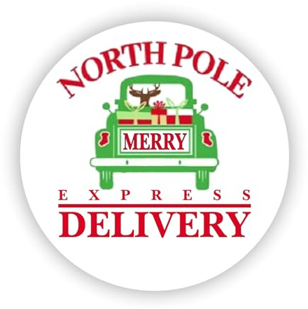 2 cm ø 32 Stück Aufkleber Sticker Briefumschlag-Siegel Post Rund North Pole Delivery Christmas Nordpol Lieferung Weihnachten R1357