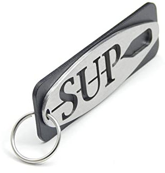 DisagrEE Schlüsselanhänger SUP Stand Up Paddling - gebürsteter Edelstahl + Aluminium