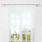 HongYa Gardine Store mit Kräuselband Transparenter Voile Bogenstore Blumenfenster Küche Vorhang mit Satinband H/B 120/500 cm Weiß