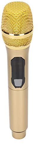 ciciglow Drahtloses Mikrofon, Drahtloses Handmikrofon 6,35 Mm/3,5 Mm Drahtloses Mikrofon mit LED-Bildschirm für Heimkonferenzen Im Freien(Golden)