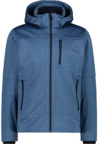CMP - Herren-Softshelljacke in Melange-Optik mit abnehmbarer Kapuze, Blaustein Mel., 46