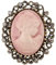 Unbekannt Brosche mit Kamee-Anstecknadel, Rosa, Damen, Harz, 3,5 x 3 cm, Bronze-Stahl, Pink