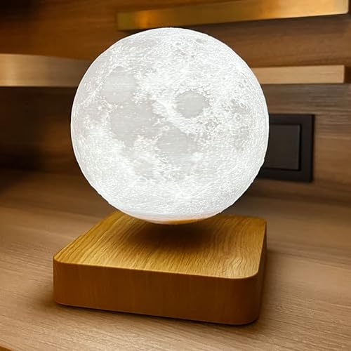 MAGLE Schwebende Mondlampe Magnetische Mondlampe 3D Mondlicht Nachtlicht (Hellbraun)